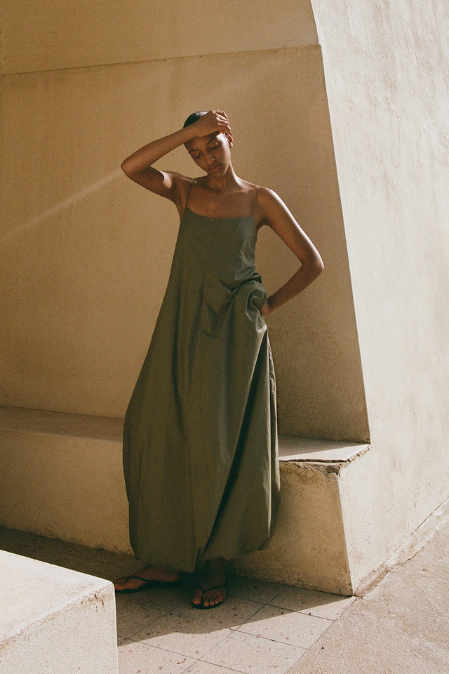 Anais Maxi Dress Khaki Faithfull the Brand AU