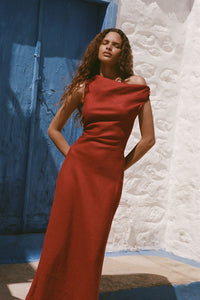 Suis Midi Dress Deep Red