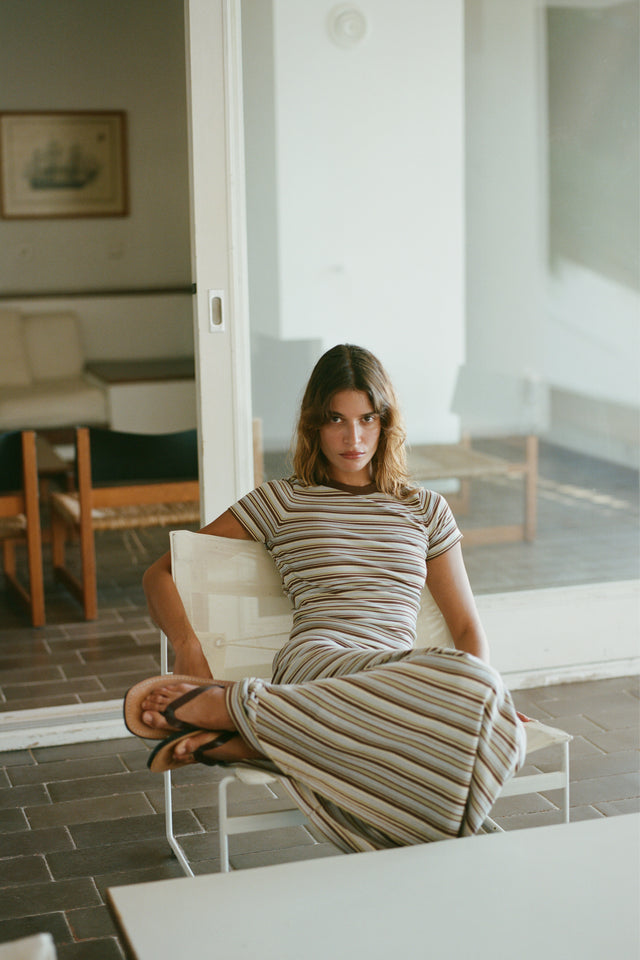 Casia Maxi Skirt Canaria Stripe Carob
