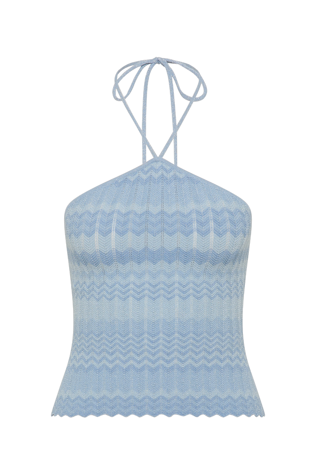 Ria Top Light Blue Chevron
