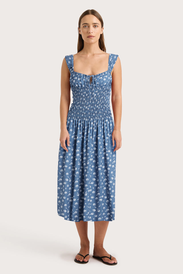 Yerres Midi Dress Floral Blue