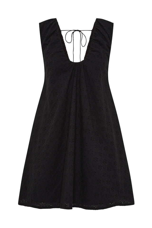 Juana Mini Dress Valentina Broderie Black
