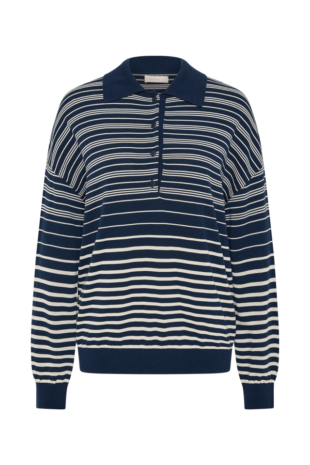 Harlow Polo Scandi Stripe Navy Cream