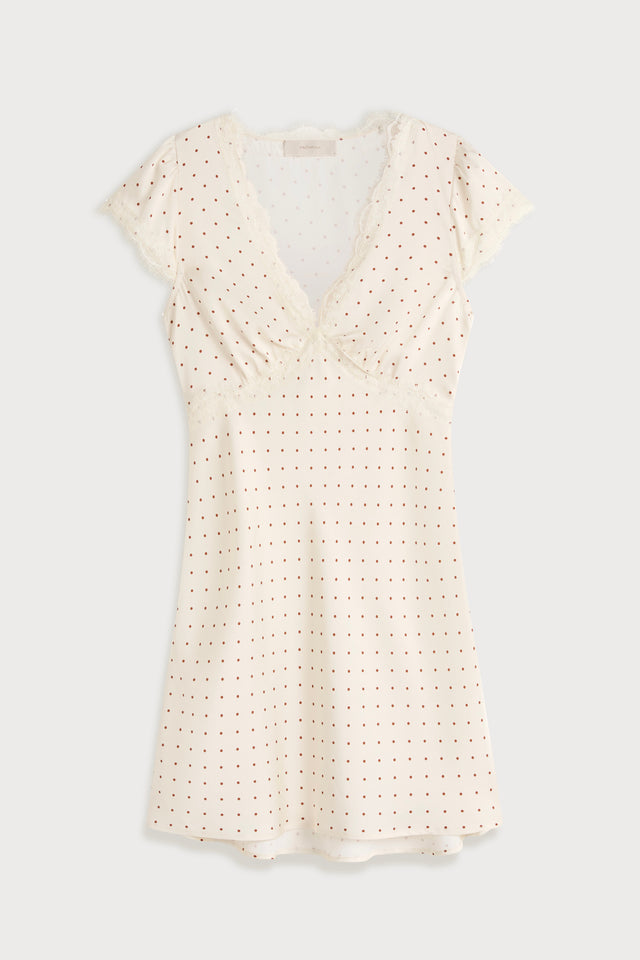 Verena Mini Dress Polka Dot Antique White Brick