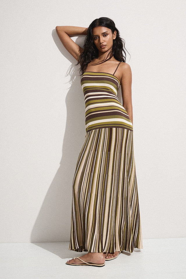 Essenia Knit Dress Espresso Pine Stripe