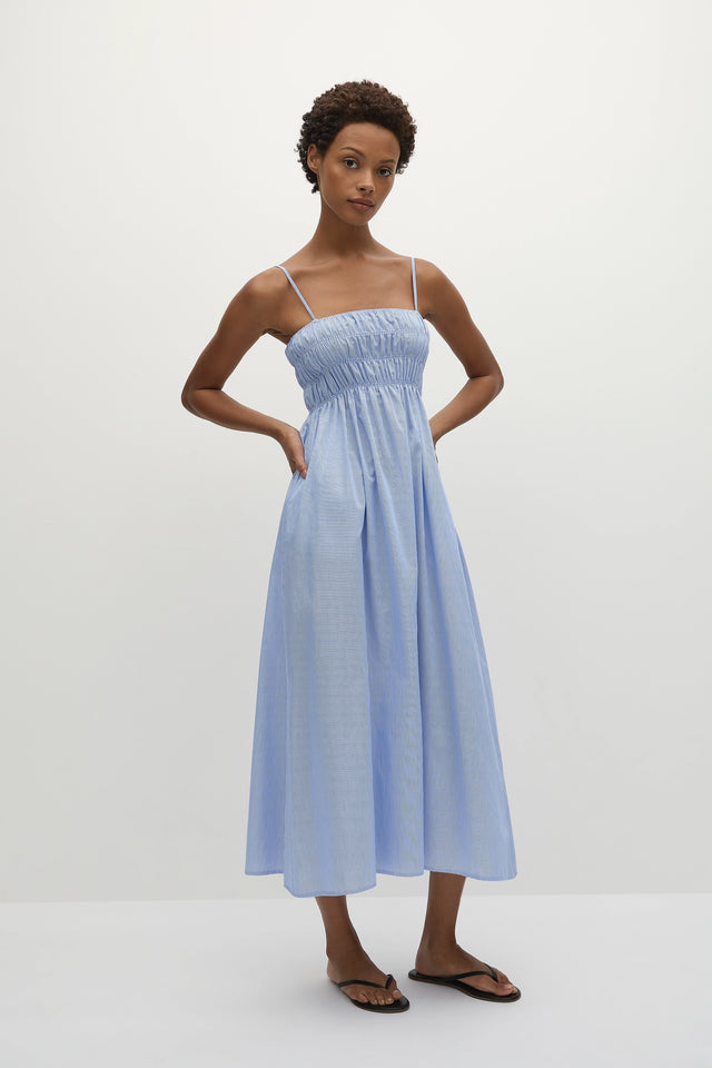 Nica Midi Dress Soft Blue Stripe