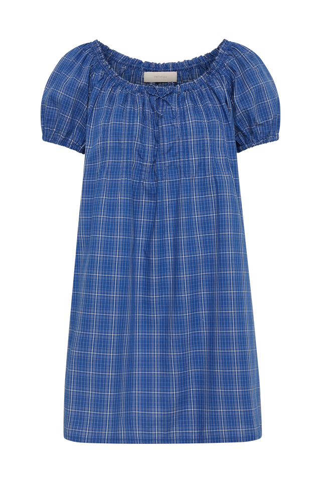 Costa Mini Dress Flor Check Cobalt