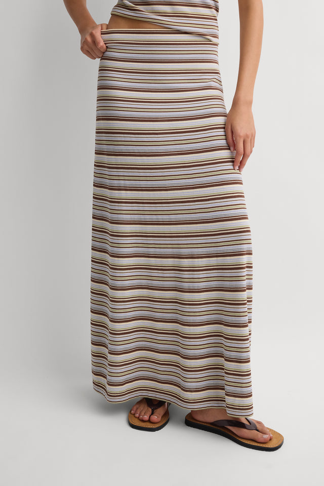 Casia Maxi Skirt Canaria Stripe Carob