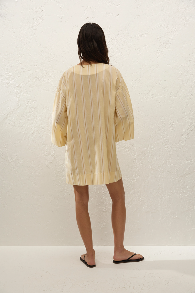 Pia Mini Dress Ombre Stripe Faded Mustard