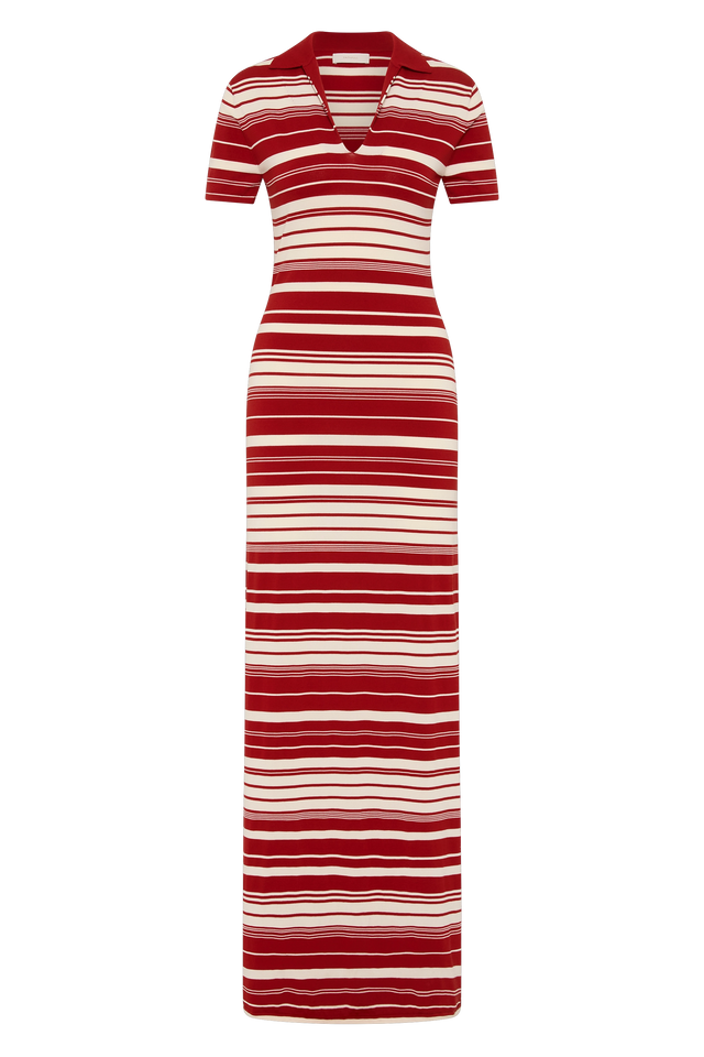 Cloe Maxi Dress Valdemar Stripe Red Ochre