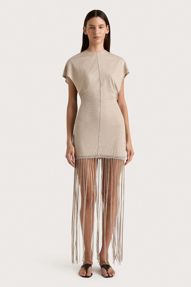 Ines Fringe Dress Oatmeal