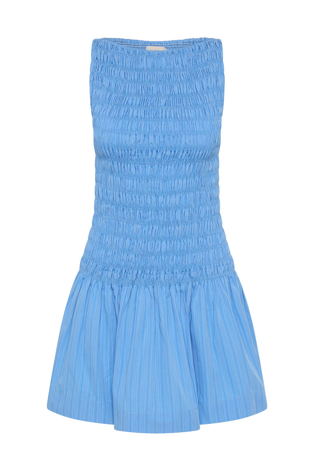 Maria Mini Dress Mico Pinstripe Azul