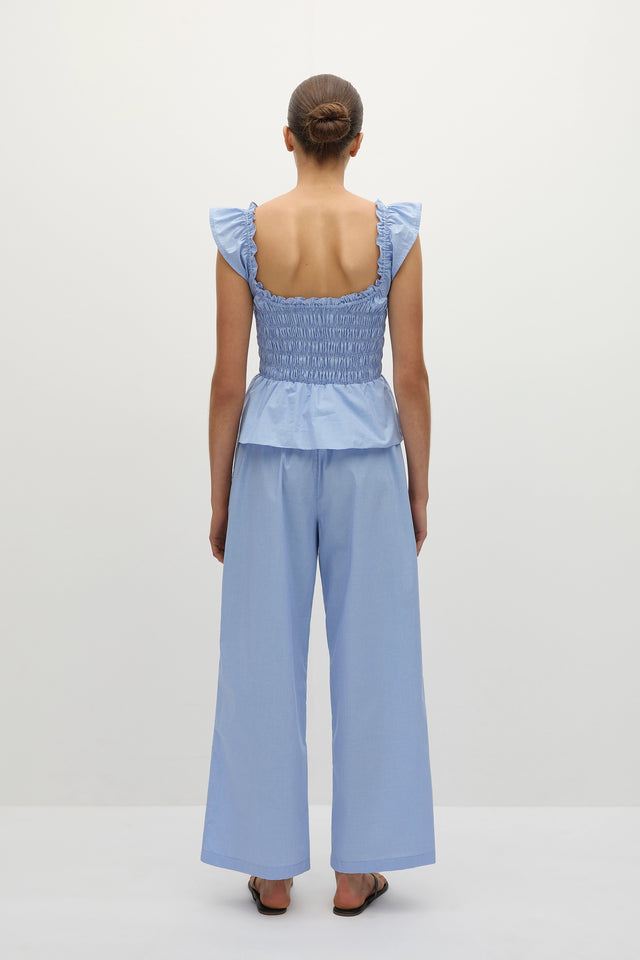 Martine Pant Micro Gingham Soft Blue