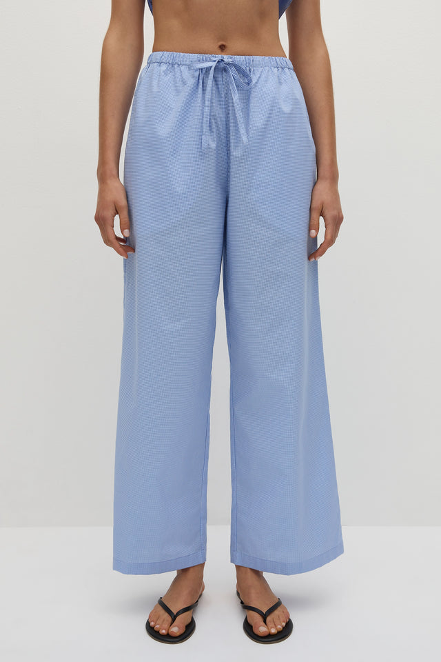 Martine Pant Micro Gingham Soft Blue