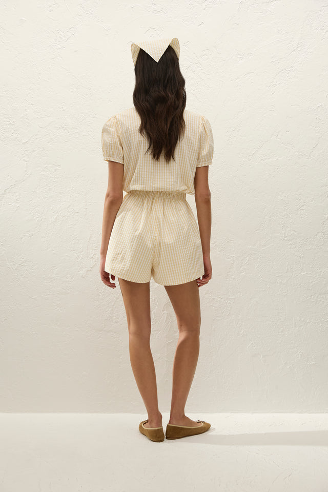 Roma Playsuit Butter Textured Gingham