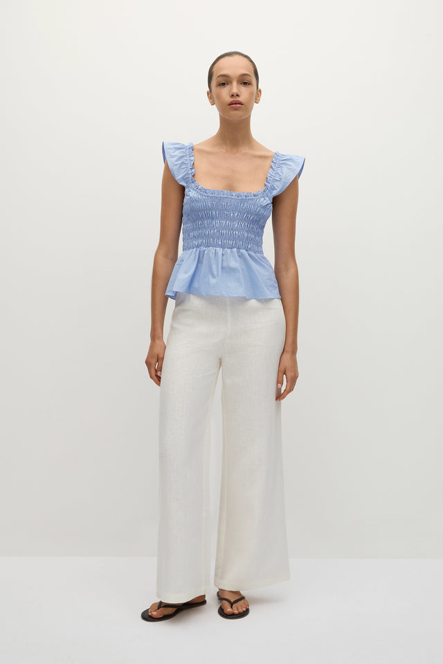Eudora Top Micro Gingham Soft Blue