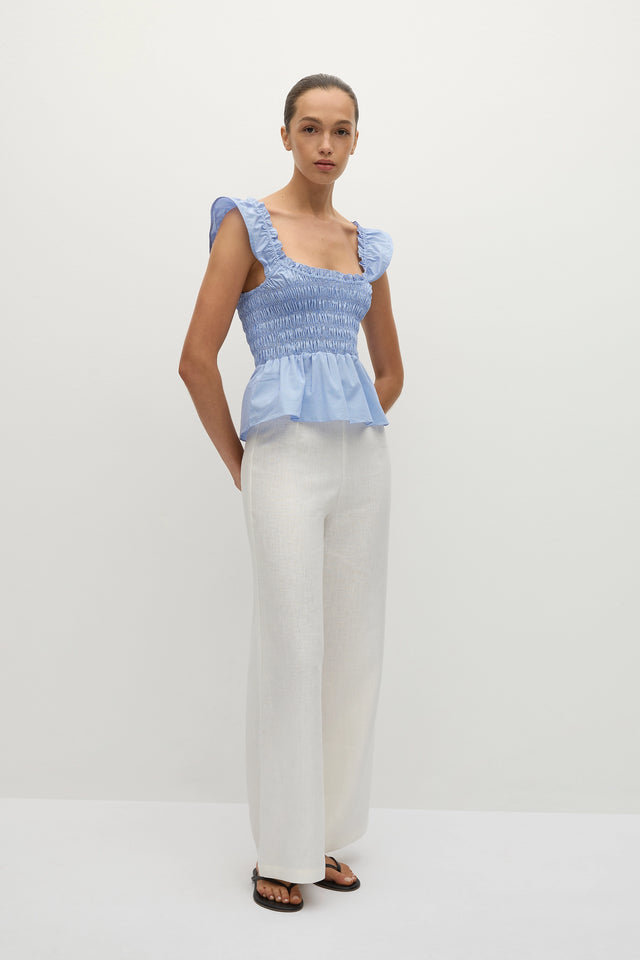 Eudora Top Micro Gingham Soft Blue