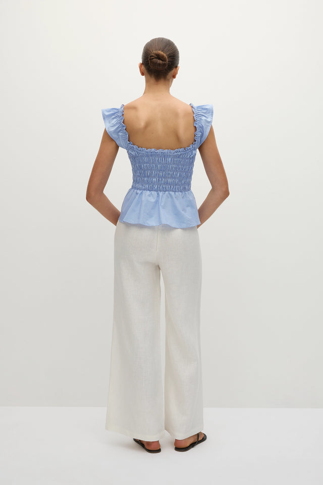 Eudora Top Micro Gingham Soft Blue