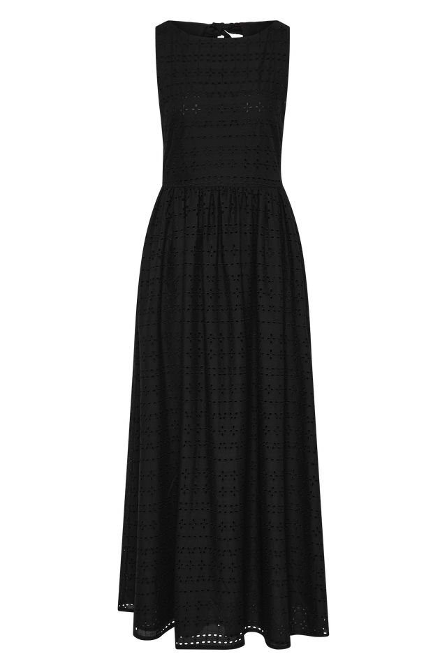 Tuva Midi Dress Agnes Broderie Anglaise Black
