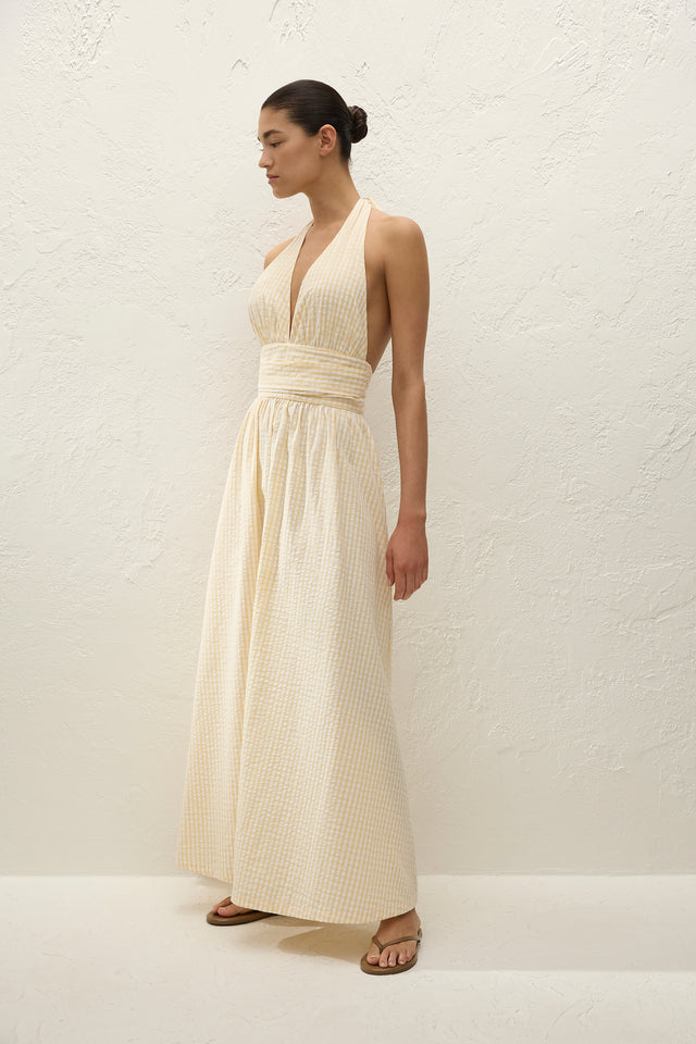 Lido Maxi Dress Butter Textured Gingham