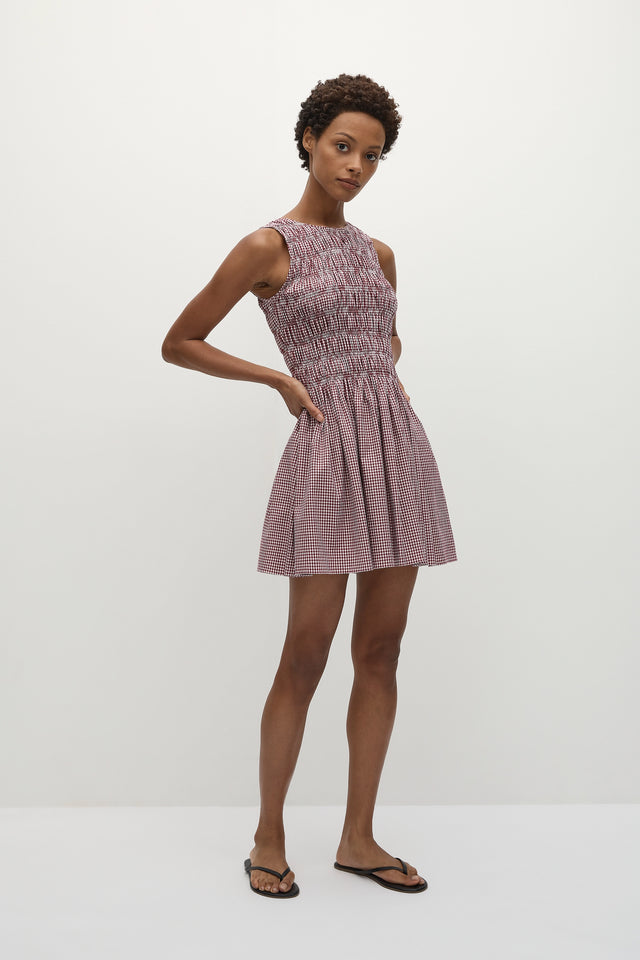 Heidi Mini Dress Gingham Deep Red