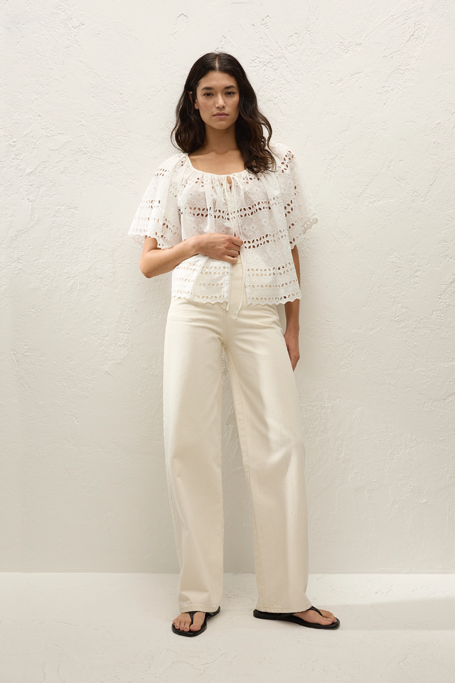 Mitla Top Rosa Broderie White