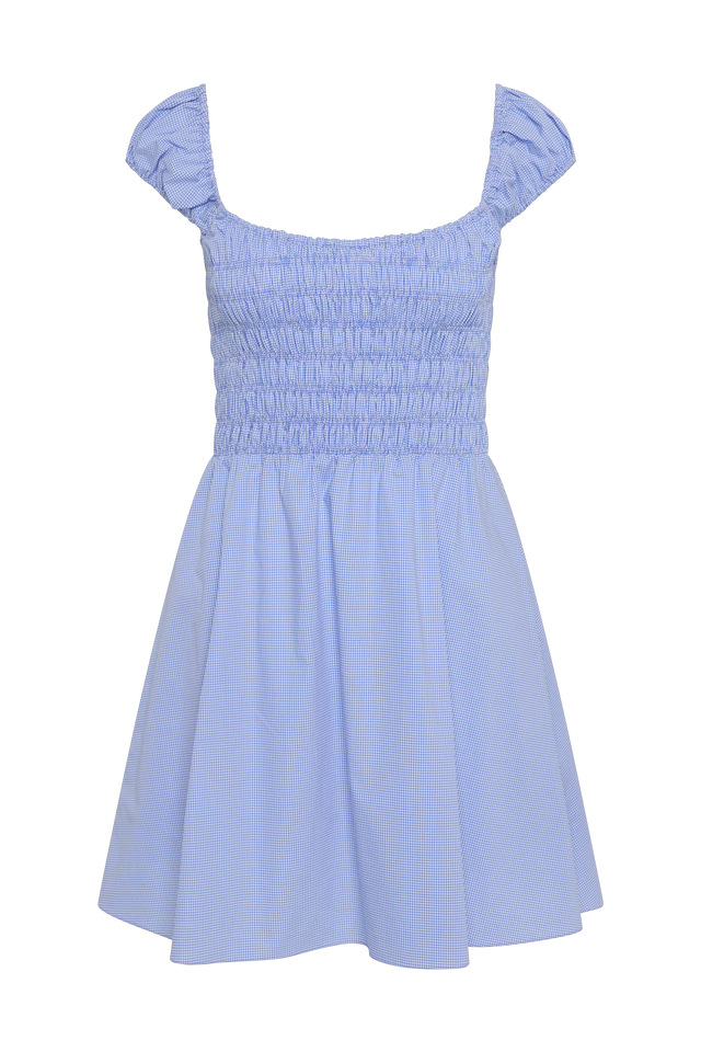 Lene Mini Dress Micro Gingham Soft Blue