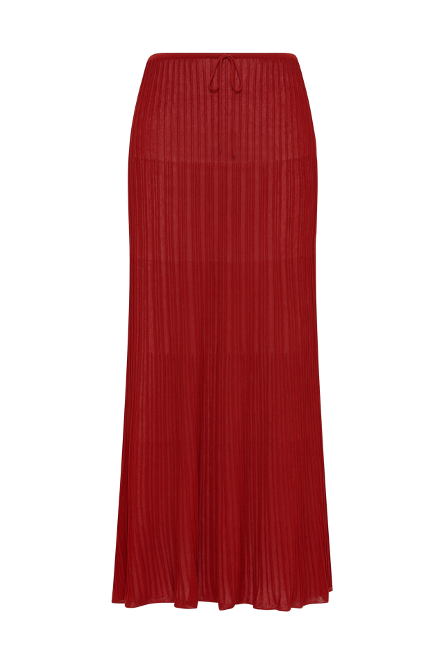 Citara Drawstring Midi Skirt Red Ochre
