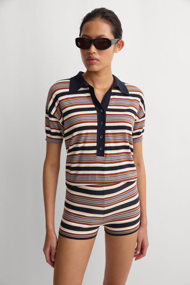 Sable Polo Shirt Luis Stripe Faded Butter