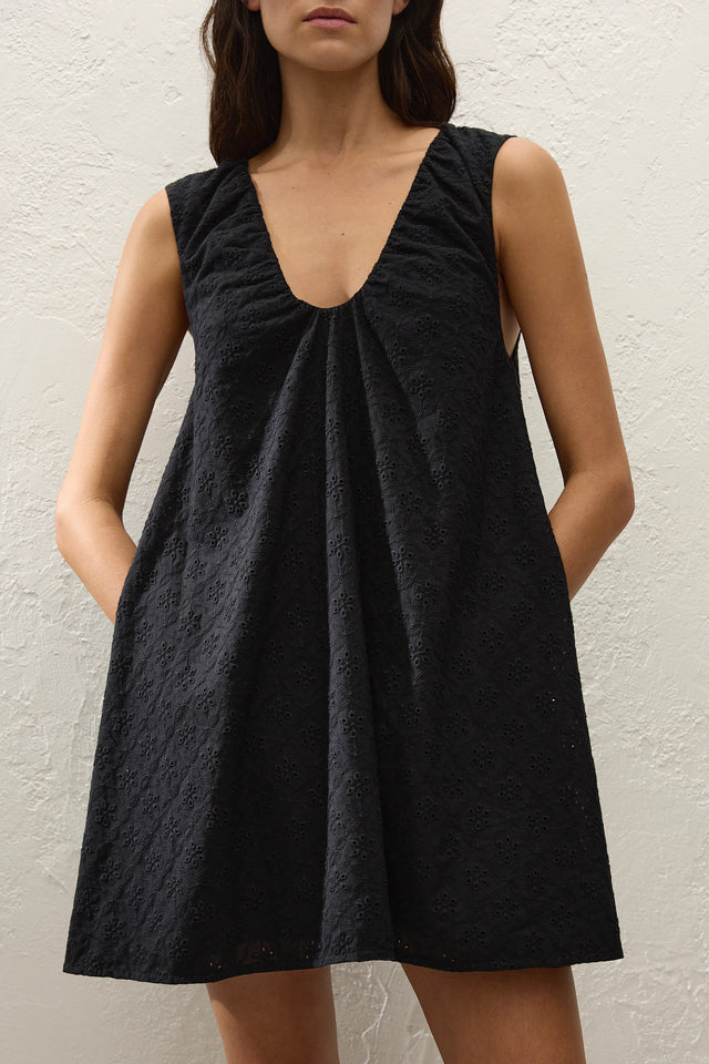 Juana Mini Dress Valentina Broderie Black