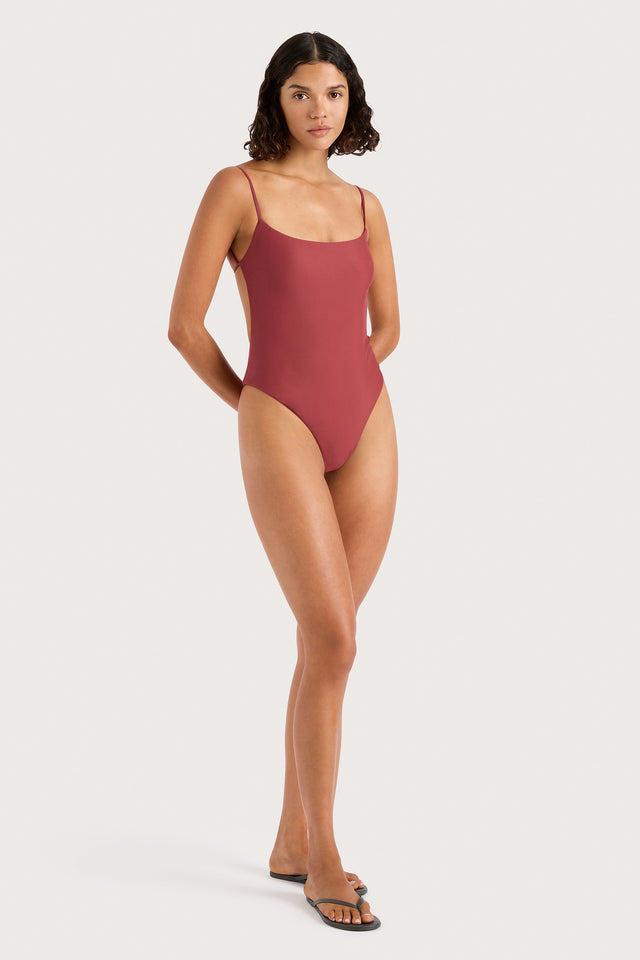 Cabo String One Piece Wine