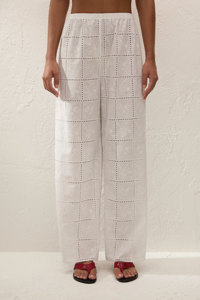 Mora Pant Handkerchief Broderie White