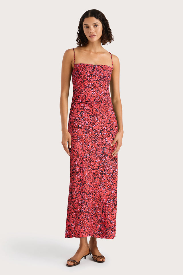 Rosas Midi Dress Meander Micro Red