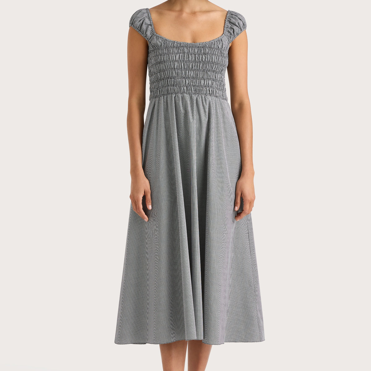 Amelie Midi Dress Gingham Black
