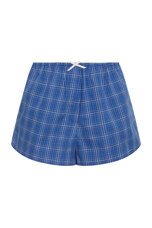 Leya Short Flor Check Cobalt