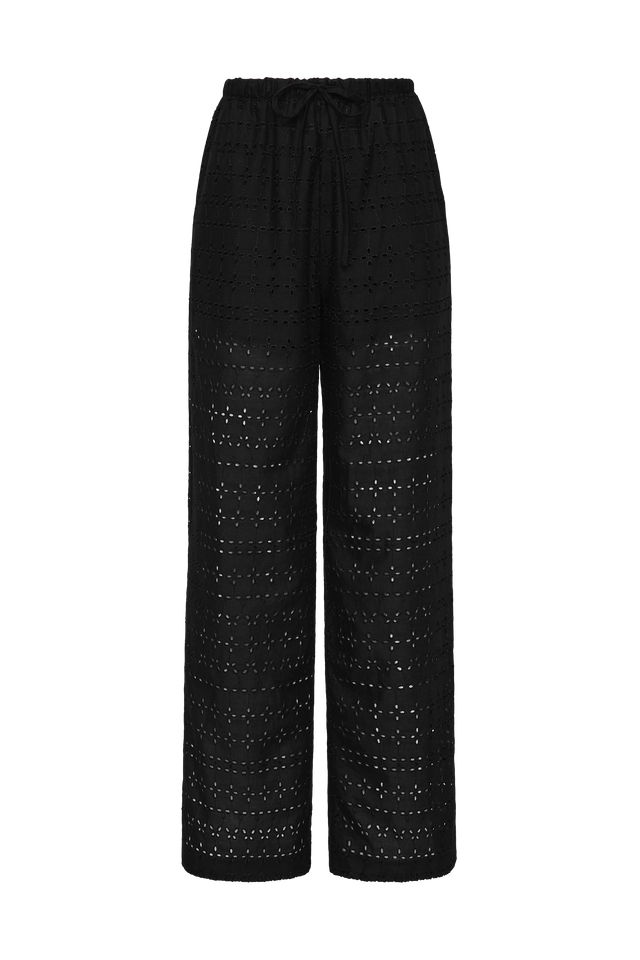 Ella Pant Agnes Broderie Anglaise Black
