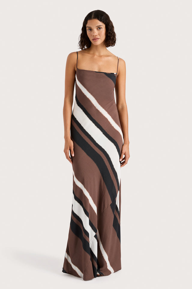 Sisudo Maxi Dress Futura Stripe Chocolate