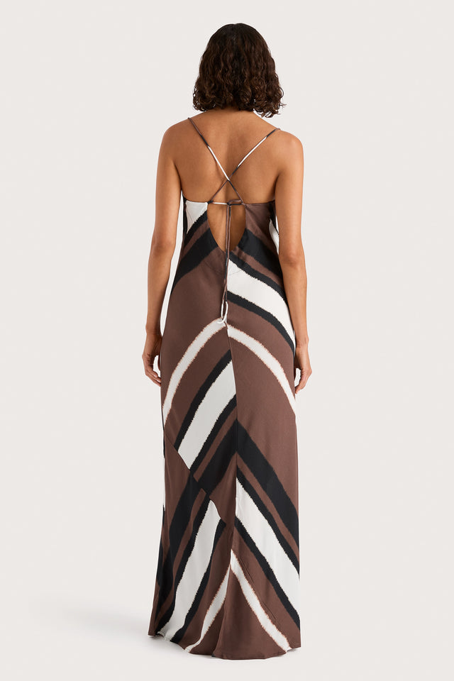 Sisudo Maxi Dress Futura Stripe Chocolate