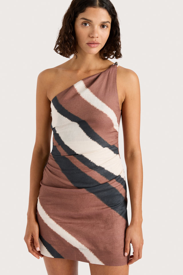 Marga Mini Dress Futura Stripe Chocolate