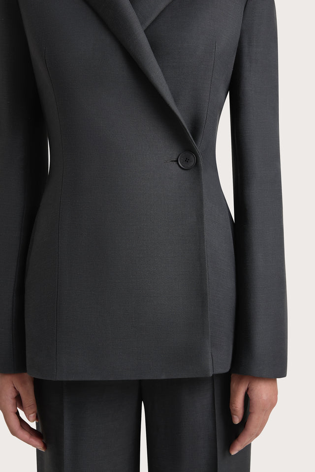 Enna Long Sleeve Blazer Charcoal