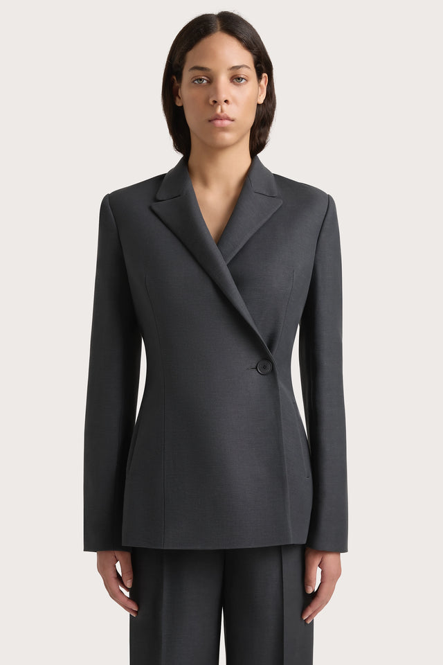 Enna Long Sleeve Blazer Charcoal