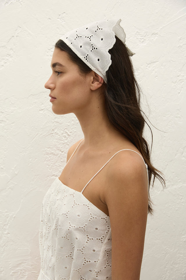 Paloma Head Scarf Dolce Broderie White