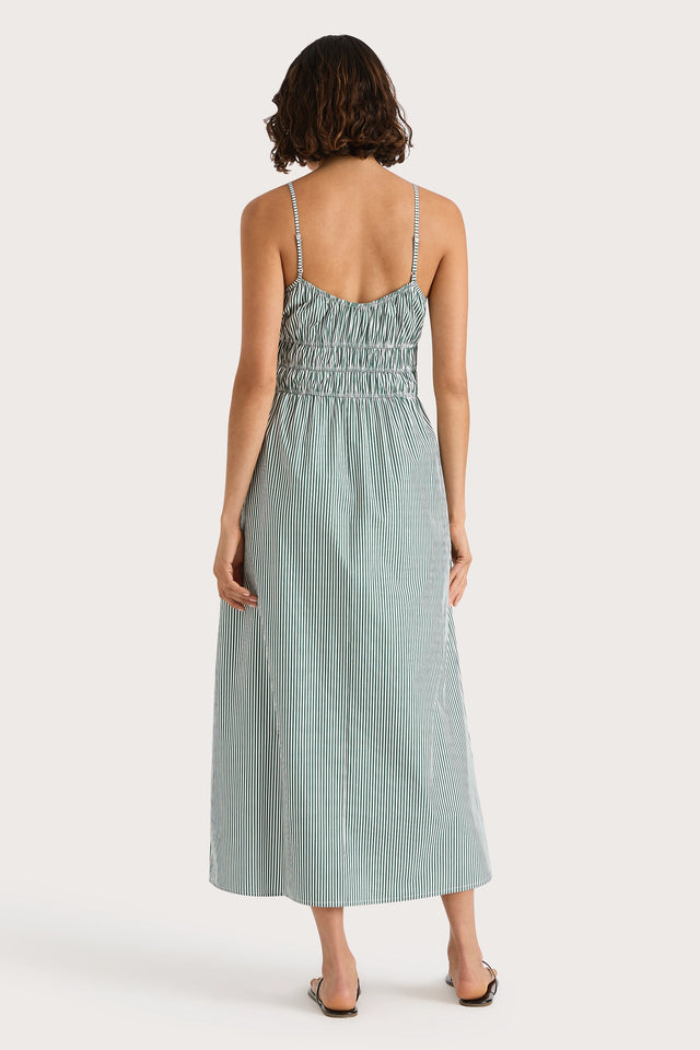 Marianne Midi Dress Green Stripe