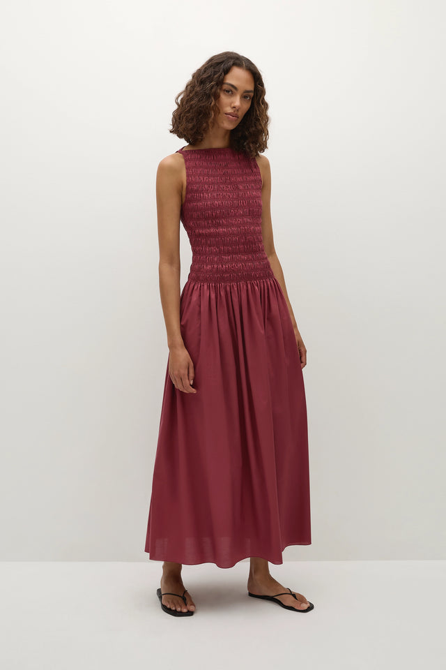 Margot Midi Dress Rhubarb