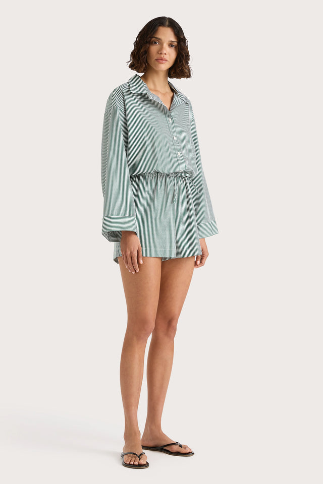 Freja Playsuit Green Stripe