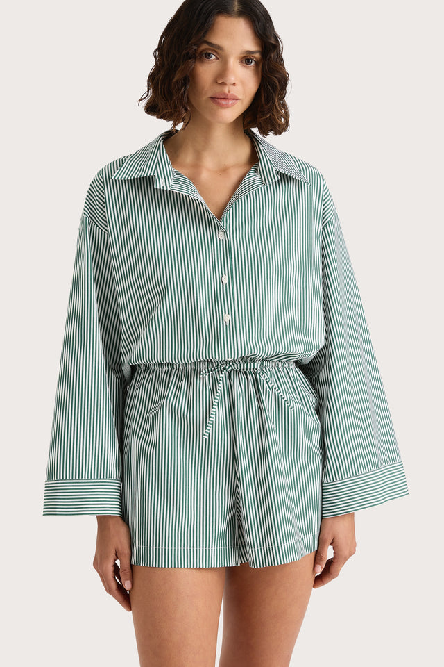 Freja Playsuit Green Stripe