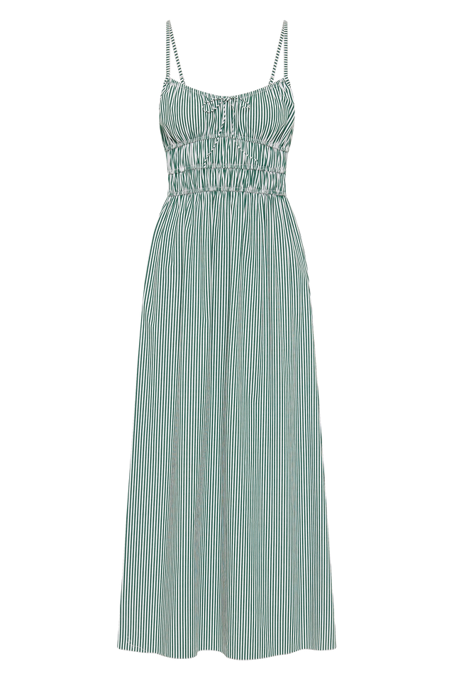 Marianne Midi Dress Green Stripe