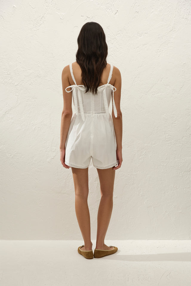 Emilia Playsuit Fresco Lace White - Final Sale