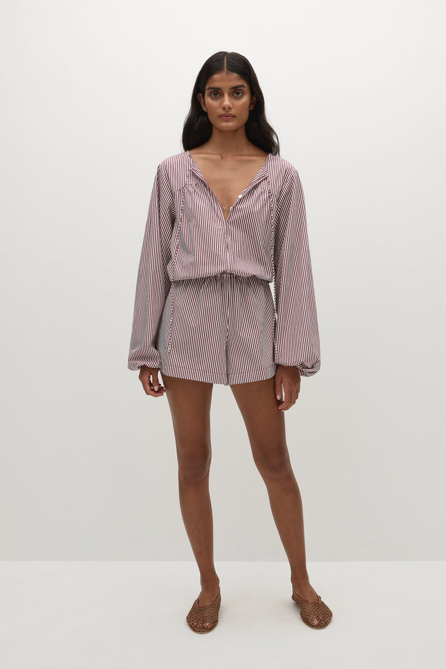Frida Playsuit Maia Stripe Burgundy