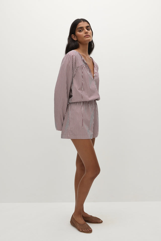 Frida Playsuit Maia Stripe Burgundy